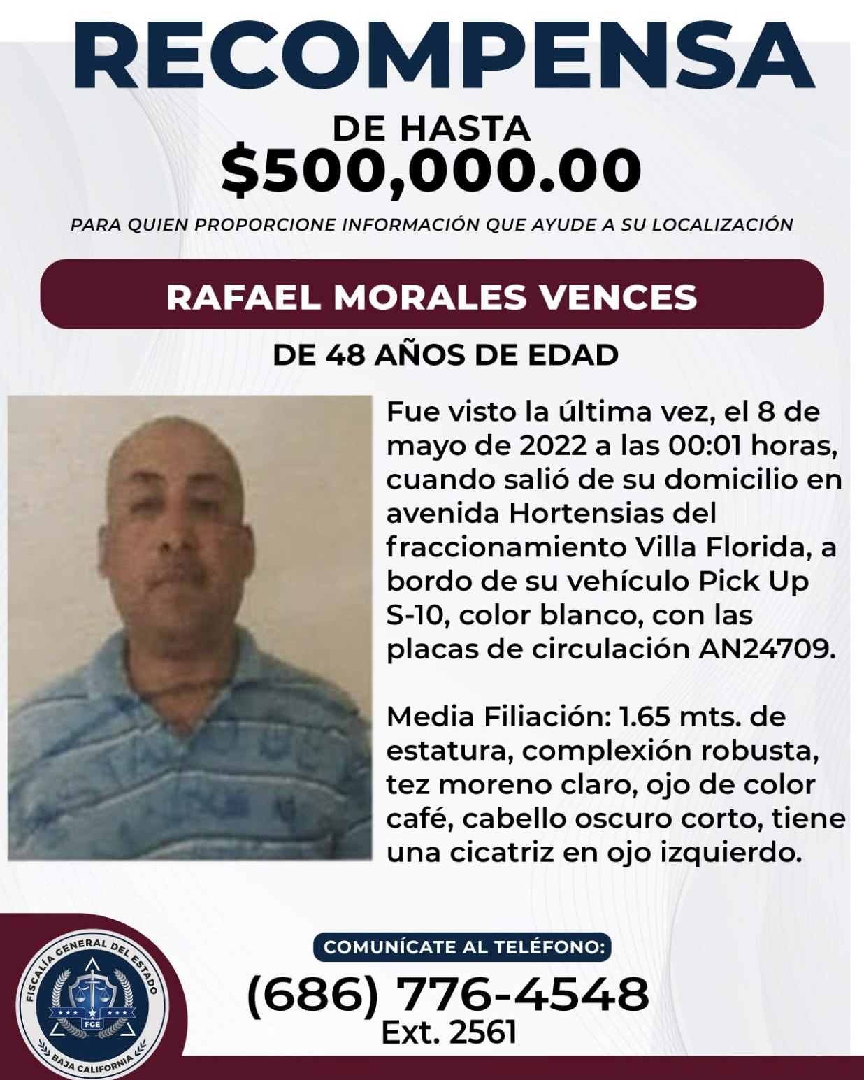 Confirman que restos hallados en el valle de Mexicali pertenecen a Rafael Morales Vences