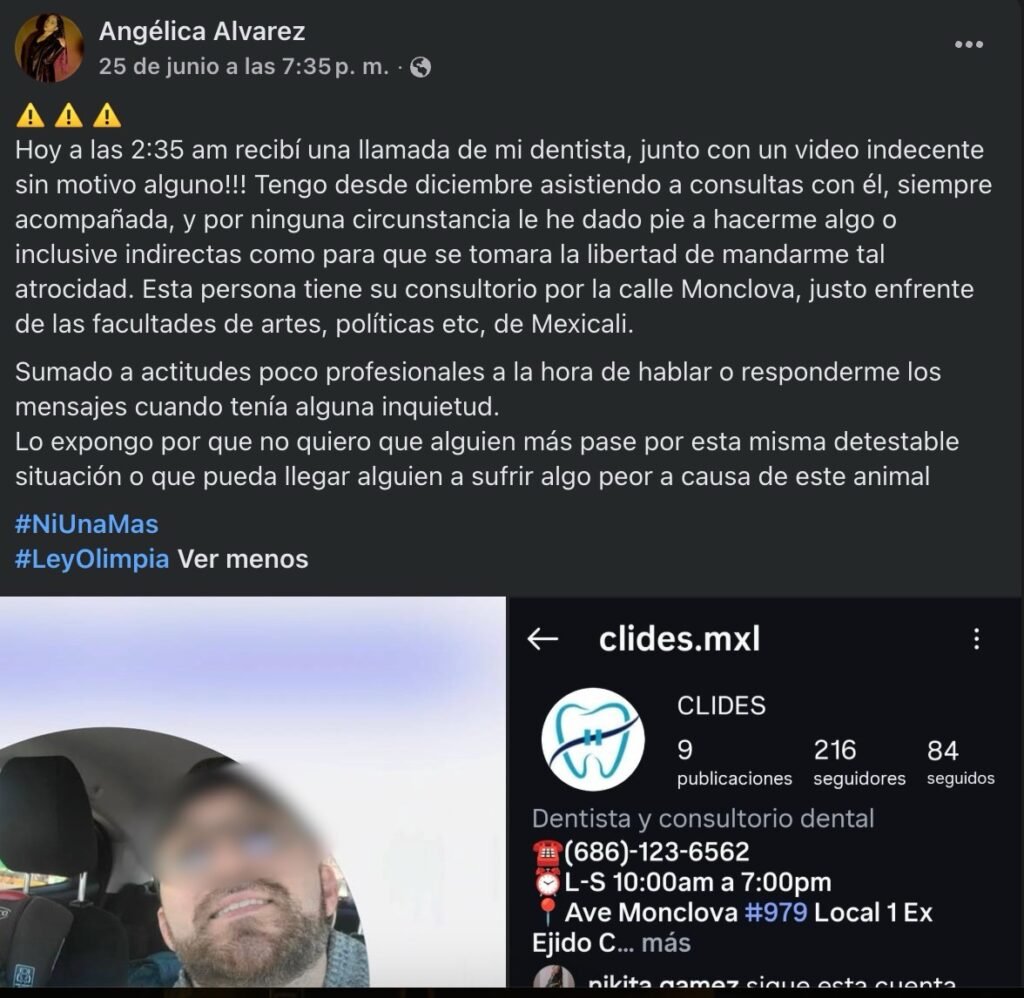 Maestra de danza denuncia a su dentista por presunto acoso; asegura que hay más posibles víctimas