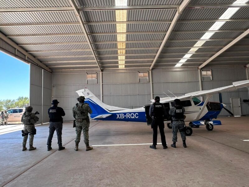 Decomisan avioneta utilizada para trasiego de droga durante operativo en el Valle de Mexicali