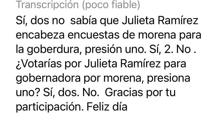 Reportan llamadas con encuesta sobre Julieta Ramírez rumbo a la gubernatura de Baja California