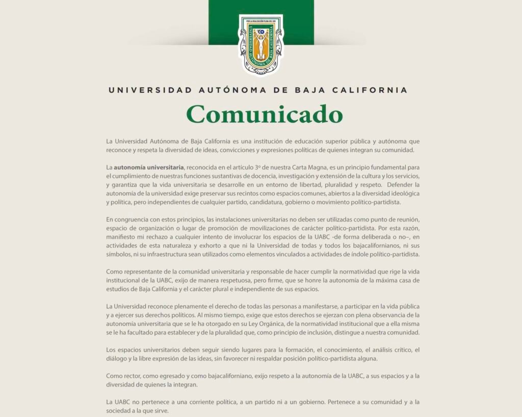 UABC se deslinda de marcha convocada por Julieta Ramírez en vicerrectoría