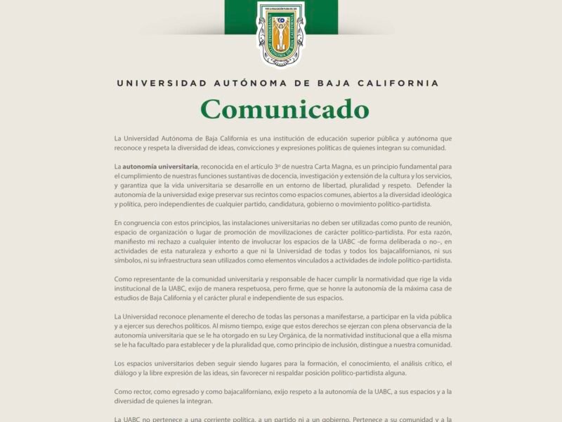 UABC se deslinda de marcha convocada por Julieta Ramírez en vicerrectoría