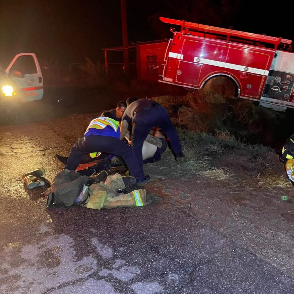 Choque de bombera deja varios lesionados durante las lluvias de “Rachel” en el Valle de Mexicali
