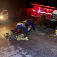 Choque de bombera deja varios lesionados durante las lluvias de “Rachel” en el Valle de Mexicali