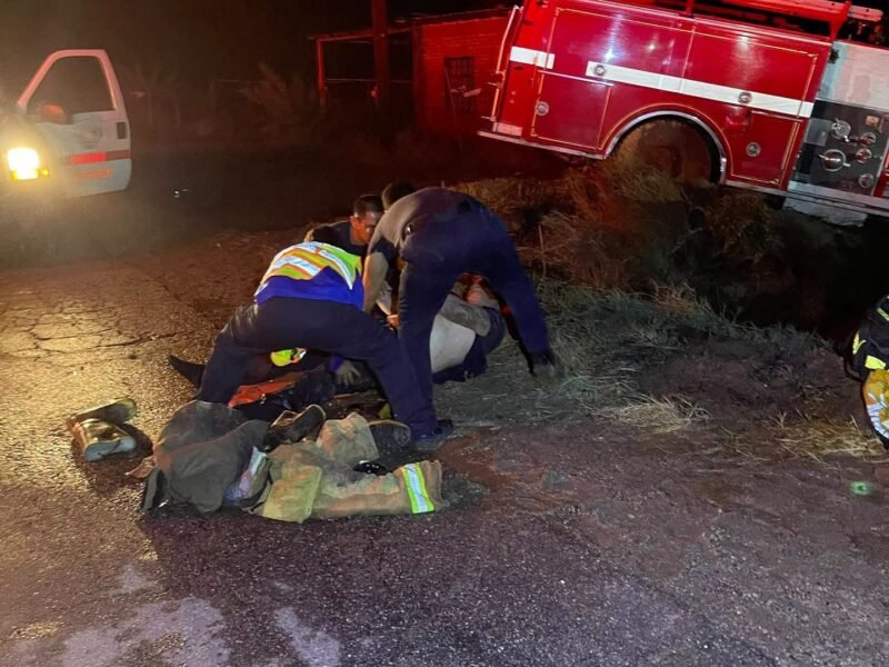 Choque de bombera deja varios lesionados durante las lluvias de “Rachel” en el Valle de Mexicali